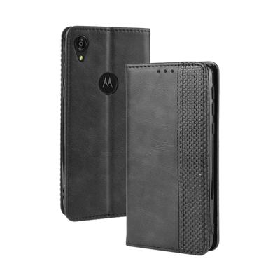 Magnetische Buckle retro Crazy Horse textuur horizontale Flip lederen case voor Motorola Moto E6 met houder & kaartsleuven & fotolijstjes (zwart)