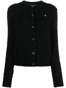 Polo Ralph Lauren cardigan en maille torsadée à logo brodé - Noir