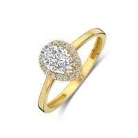 14k Geelgouden Ring met Zirkonia - Luxe en Elegantie in één Stuk