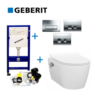 Geberit UP100 Toiletset 18 Idevit Alfa Met Bidet Rimfree En Drukplaat