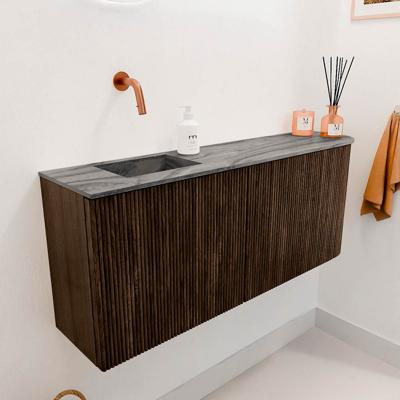 Toiletmeubel Mondiaz Joya Dlux | 101.6 cm | Meubelkleur Walnut | Faye wastafel Sombra Wasbak Links | Zonder kraangat(en)