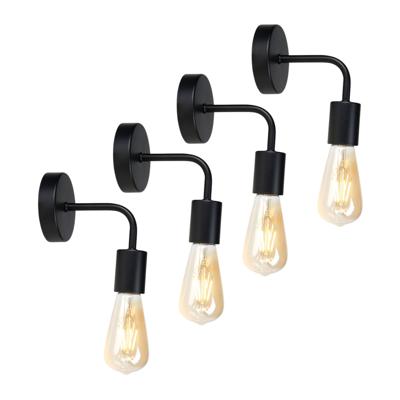 Ostaria Wandlamp - 4x - zwart - metaal - industrieel - E27 - binnen / woonkamer