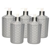 5x Zeep pompjes/dispensers zilver geweven 16 cm