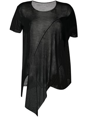 Yohji Yamamoto t-shirt à effet de transparence - Noir