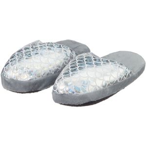 Cadeau kinderslofjes/pantoffels zeemeermin/mermaid zilver met anti-slip zool voor kinderen