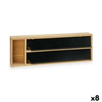 Papierdispenser Kinvara JWKW-5153 (2) JWKW-5153 (2) Zwart Natuurlijk Bamboe Roestvrij staal 40 x 7 x 13 cm Dubbel (8 Stuks)