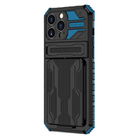 iPhone 12 Pro hoesje - Backcover - Rugged Armor - Kickstand - Extra valbescherming - TPU - Zwart/Blauw - thumbnail