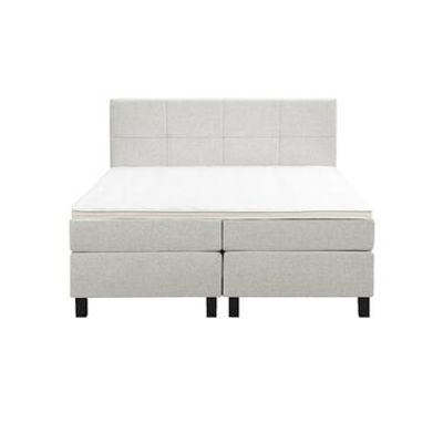 Boxspring Liv geblokt - ecru - 160x200 cm - vierkante poot - Leen Bakker