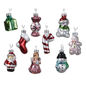 Kersthangers kerst figuurtjes - 9x st - glas -4 cm -kerstornamenten