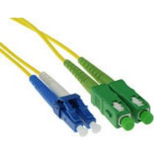 ACT 1,5 meter LSZH Singlemode 9/125 OS2 glasvezel patchkabel duplex met SC/APC en LC/UPC connectore