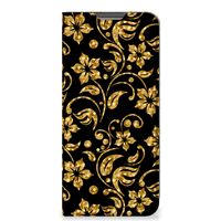 OPPO A96 | A76 Smart Cover Gouden Bloemen - thumbnail