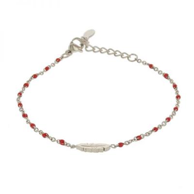 Kalli Armband Feather Red 2 mm Zilver