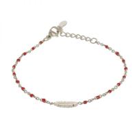 Kalli Armband Feather Red 2 mm Zilver