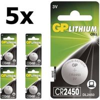 5 Stuks GP CR2450, DL2450, ECR2450 3V Lithium knoopcel batterij - thumbnail
