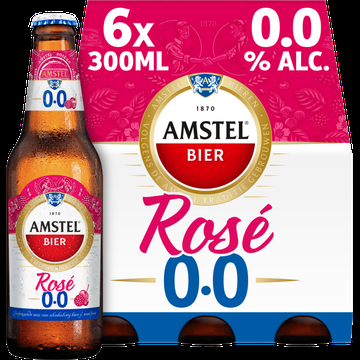 Amstel Bier Rose 0.0 Flessen 6 x 300 ml bij Jumbo