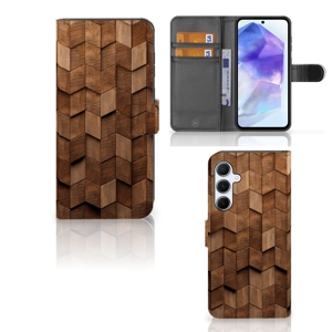 Book Style Case voor Samsung Galaxy A55 Wooden Cubes