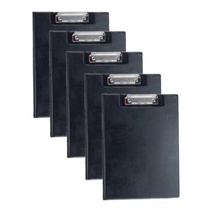 Clipboard/klembord/memobord voor documenten - 5x - zwart - A4 formaat - kunststof