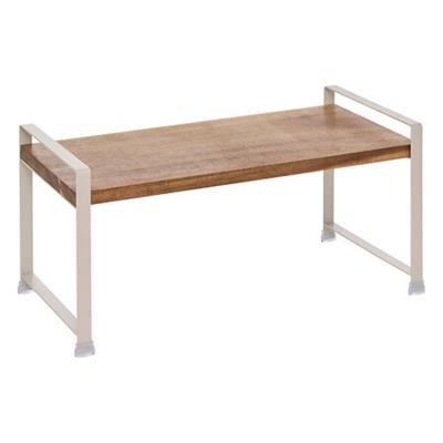 Keuken/aanrecht rekje - metaal/acacia hout - 40 x 20 x 20 cm - keuken organizer - wit/bruin