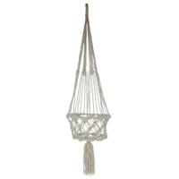 Gerimport plantenpot aan macrame touw - Ibiza stijl - plantenhanger - 22 x 90 cm