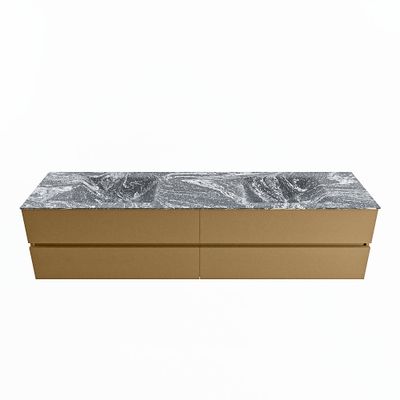MONDIAZ VICA-DLUX 200cm badmeubel onderkast Oro 4 lades. Inbouw wastafel CLOUD dubbel 2 kraangaten, kleur Lava.