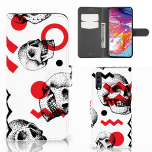 Telefoonhoesje met Naam Samsung Galaxy A70 Skull Red