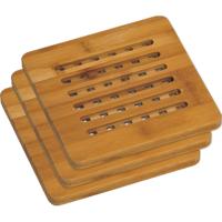 Pannen onderzetter van bamboe - 3x - 19 x 19 cm - Vierkant - Houten onderzetters Pannen onderzetter van bamboe - 3x - 19 x 19 cm - Vierkant - Houten onderzetters