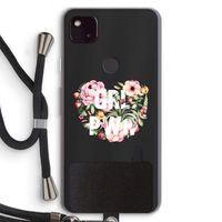 GRL PWR Flower: Pixel 4a 5G Transparant Hoesje met koord