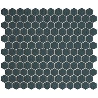 Tegelsample: The Mosaic Factory Hexagon mozaïek tegels 23x26cm navy blue mat