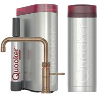Quooker Classic Fusion Square Keukenkraan Set - Kokend Warm- en Koud Water - Messing Patina - Inclusief PRO3 Reservoir & CUBE - Direct Gekoeld Bruisend Water