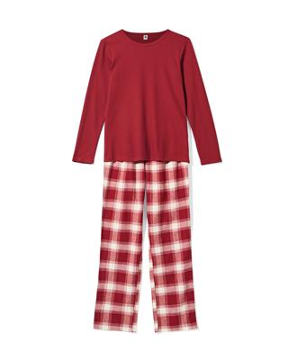 HEMA Damespyjama flanel ruiten donkerrood (donkerrood)