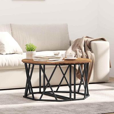 Salontafel Oud hout 80 x 80 x 42 cm Engineered hout en staal