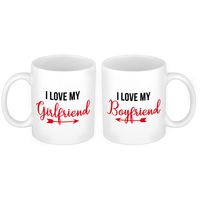 I love my girlfriend and boyfriend cadeau beker set voor Valentijnsdag 300 ml - thumbnail