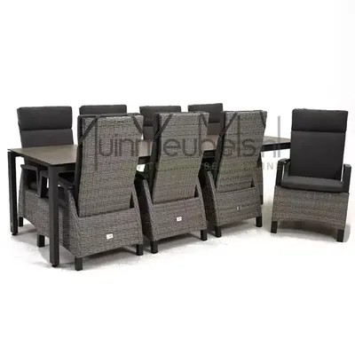 Tuinstoel Prato Brick wicker met GOA HPL 280 cm donker grijs