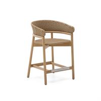 Kave Home Outdoor Barkruk 'Arinella' Acaciahout en geweven touw (zithoogte 65cm)