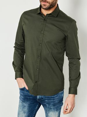 Petrol Industries Heren Overhemd Basic Essentials Groen - S