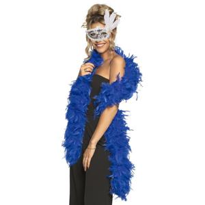 Carnaval gemaskerd bal verkleed accessoires - Venetiaans masker zilver - Boa in blauw - Dames