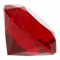 Namaak/nep diamant edelsteen - van glas - rood - 4 x 4 cm Namaak/nep diamant edelsteen - van glas - rood - 4 x 4 cm
