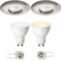 Philips Hue LED Spot Set GU10 IP65 Rond Mat Nikkel Ø82mm Bluetooth