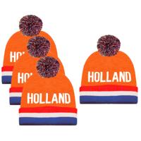 Verkleed muts - 4x - Supporters Nederland/holland - voor volwassenen - in vlag kleuren - polyester