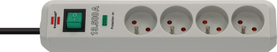 Brennenstuhl Eco-Line 13.500A stekkerdoos met overspanningsbeveiliging | 4-voudig | Lichtgrijs | 1,5m H05VV-F 3G1,5 | FR - 1153954314