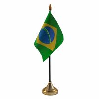 Brazilie tafelvlaggetje 10 x 15 cm met standaard - thumbnail