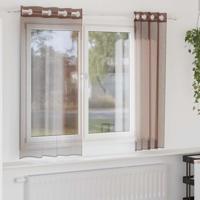 Gordijnen voile met doorvoertules 2 st 140x140 cm bruin Gordijnen voile met doorvoertules 2 st 140x140 cm bruin