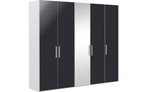 Goossens Kledingkast Easy Storage Ddk, Kledingkast 253 cm breed, 220 cm hoog, 4x draaideur en 1x spiegel draaideur midden
