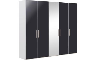 Goossens Kledingkast Easy Storage Ddk, Kledingkast 253 cm breed, 220 cm hoog, 4x draaideur en 1x spiegel draaideur midden