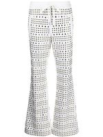 Marni pantalon évasé à ornements en cristal - Blanc