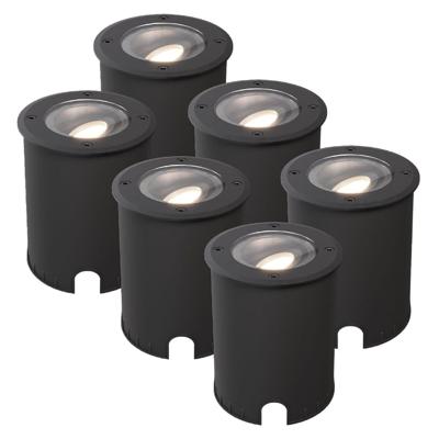Set van 6 Lilly dimbare LED Grondspot - Kantelbaar - Overrijdbaar - Rond - 4000K neutraal wit - IP67 waterdicht - 3 jaar garantie - Zwart