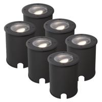 Set van 6 Lilly dimbare LED Grondspot - Kantelbaar - Overrijdbaar - Rond - 4000K neutraal wit - IP67 waterdicht - 3 jaar garantie - Zwart