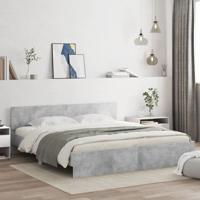 Bedframe met hoofdeinde en LED-licht betongrijs 180x200 cm Bedframe met hoofdeinde en LED-licht betongrijs 180x200 cm