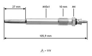 Gloeibougie VALEO, Spanning (Volt)11V, u.a. für Citroën, Peugeot, Fiat, Lancia