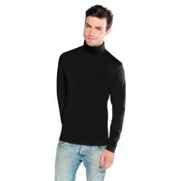 Luxe col hals t-shirt voor heren - lange mouwen - zwart - coltrui - winterkleding